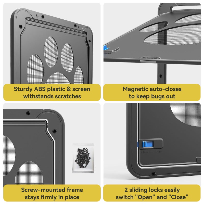 PETLESO Dog Door for Screen Door, Cat Door Screen Small Dog Door Insert for Sliding Door Easy Install, Small 8"Ã—10" - Image 3